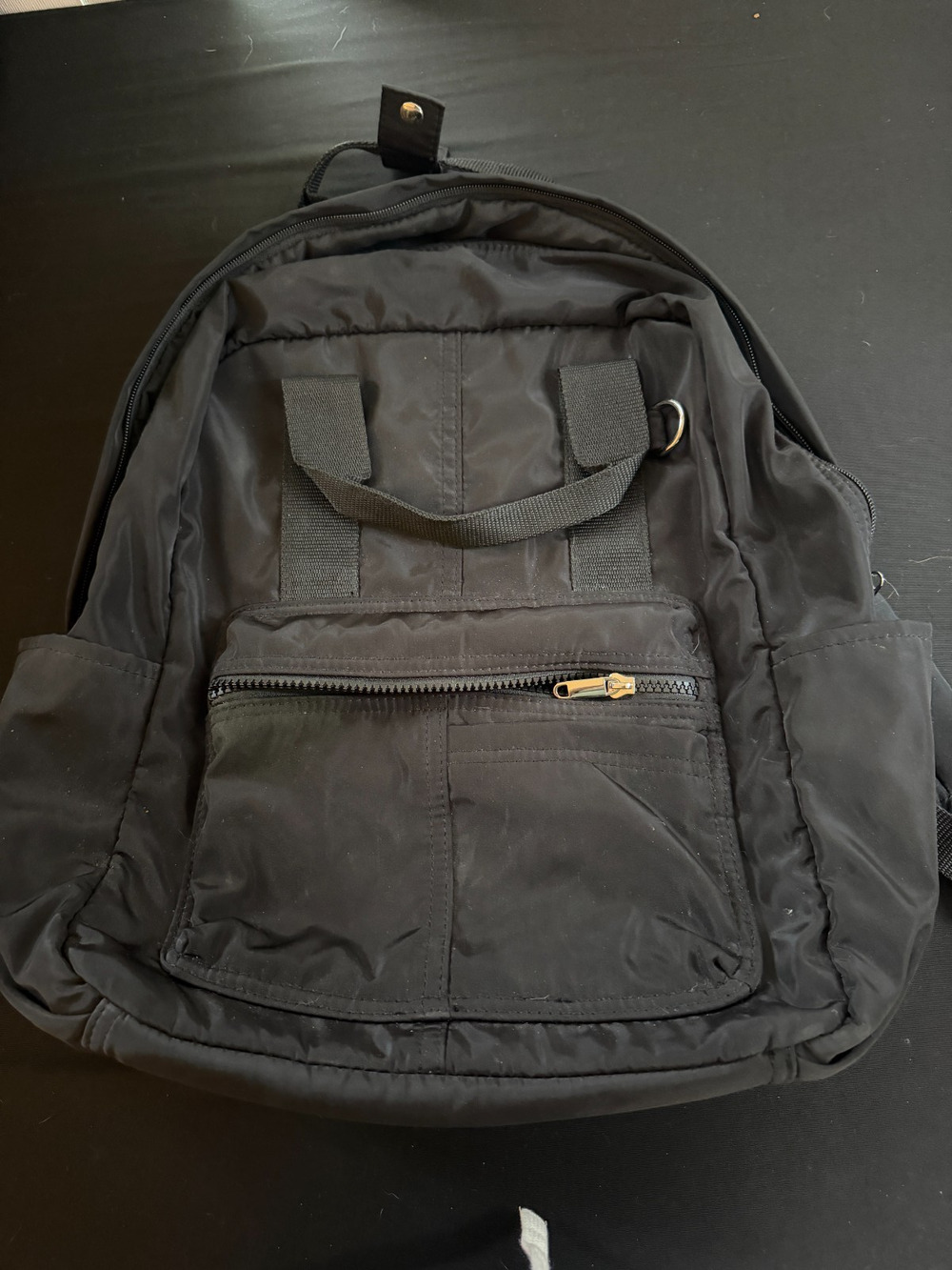 Wild Fable Square Backpack Women Black Solid Nylon 2-Pocket Book Bag Rucksack